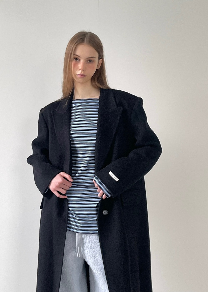 ANOTHER AVENUE韓國代購㊣女士新款休閑中長款大衣羊駝毛混紡ANOTHER AVENUE中長款大衣