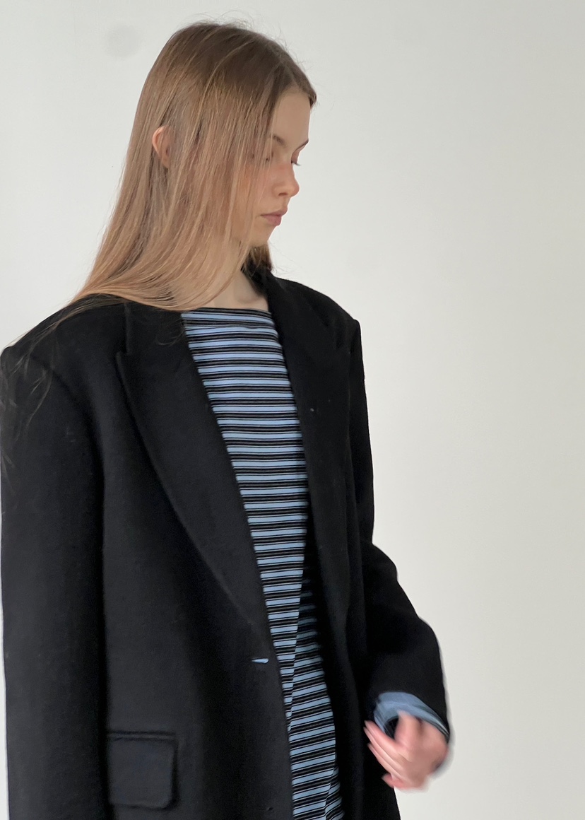 ANOTHER AVENUE韓國代購㊣女士新款休閑中長款大衣羊駝毛混紡ANOTHER AVENUE中長款大衣