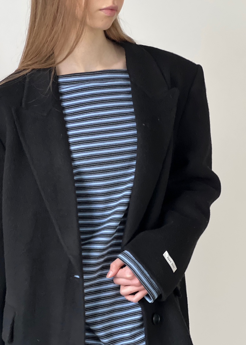 ANOTHER AVENUE韓國代購㊣女士新款休閑中長款大衣羊駝毛混紡ANOTHER AVENUE中長款大衣