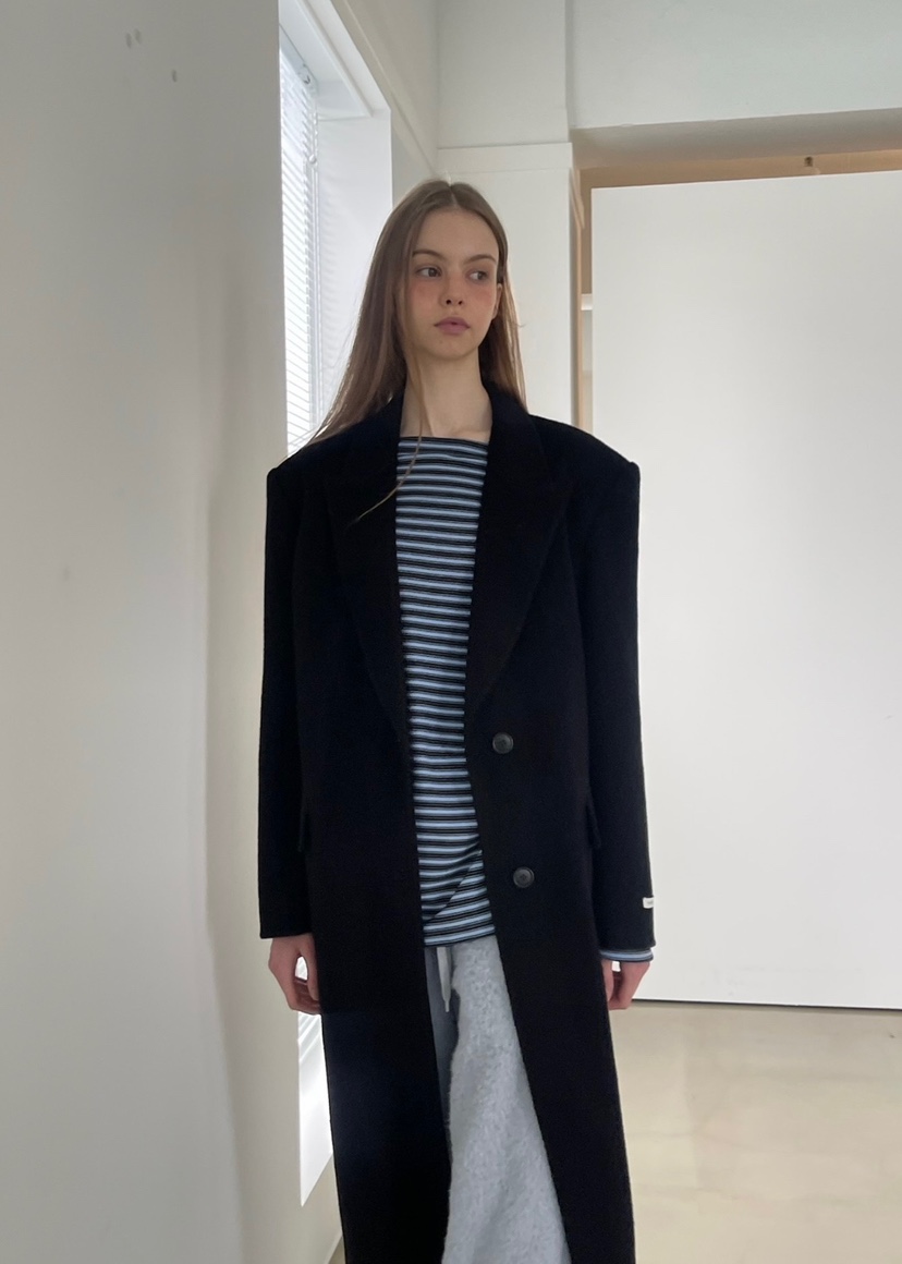 ANOTHER AVENUE韓國代購㊣女士新款休閑中長款大衣羊駝毛混紡ANOTHER AVENUE中長款大衣