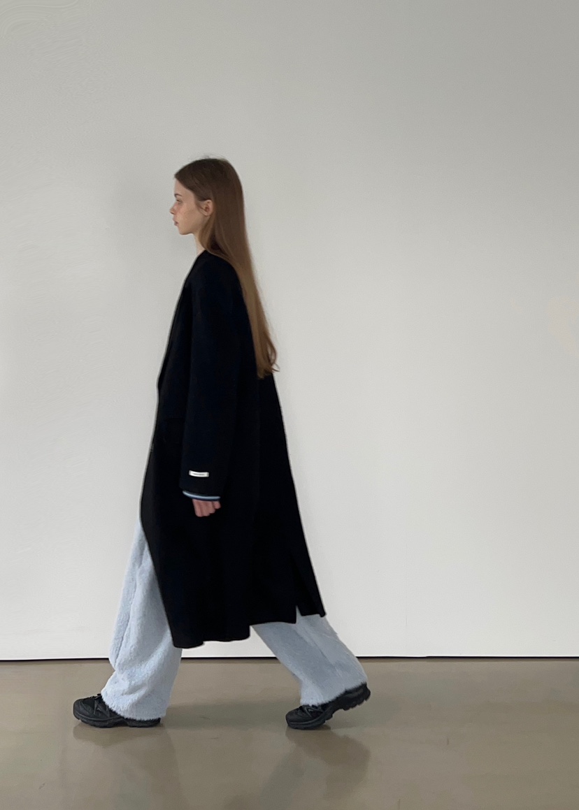 ANOTHER AVENUE韓國代購㊣女士新款休閑中長款大衣羊駝毛混紡ANOTHER AVENUE中長款大衣