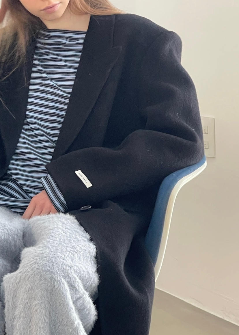 ANOTHER AVENUE韓國代購㊣女士新款休閑中長款大衣羊駝毛混紡ANOTHER AVENUE中長款大衣