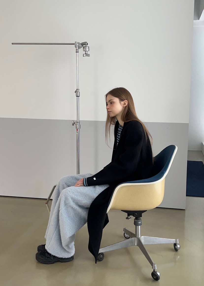 ANOTHER AVENUE韓國代購㊣女士新款休閑中長款大衣羊駝毛混紡ANOTHER AVENUE中長款大衣