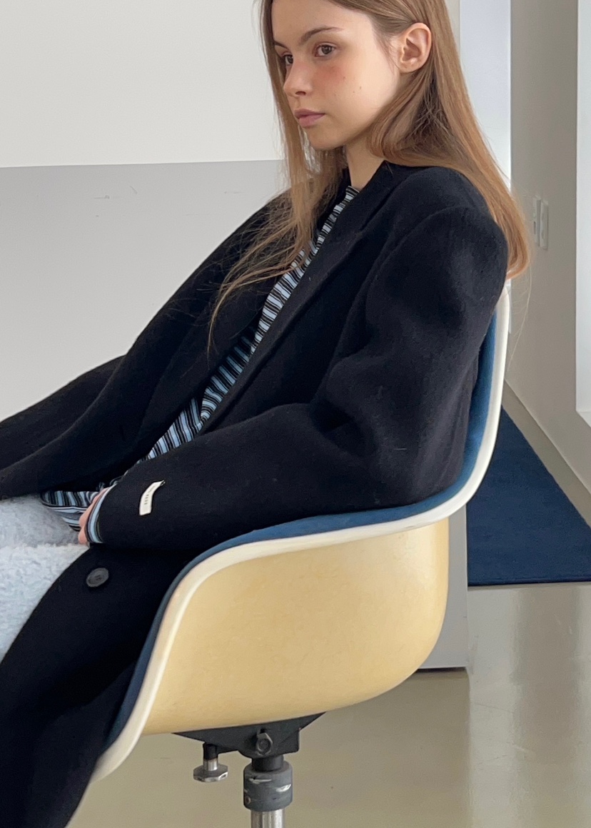 ANOTHER AVENUE韓國代購㊣女士新款休閑中長款大衣羊駝毛混紡ANOTHER AVENUE中長款大衣