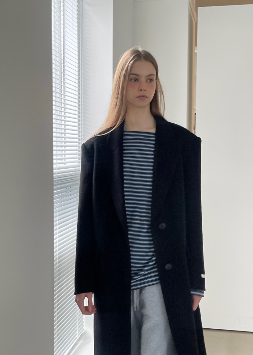 ANOTHER AVENUE韓國代購㊣女士新款休閑中長款大衣羊駝毛混紡ANOTHER AVENUE中長款大衣