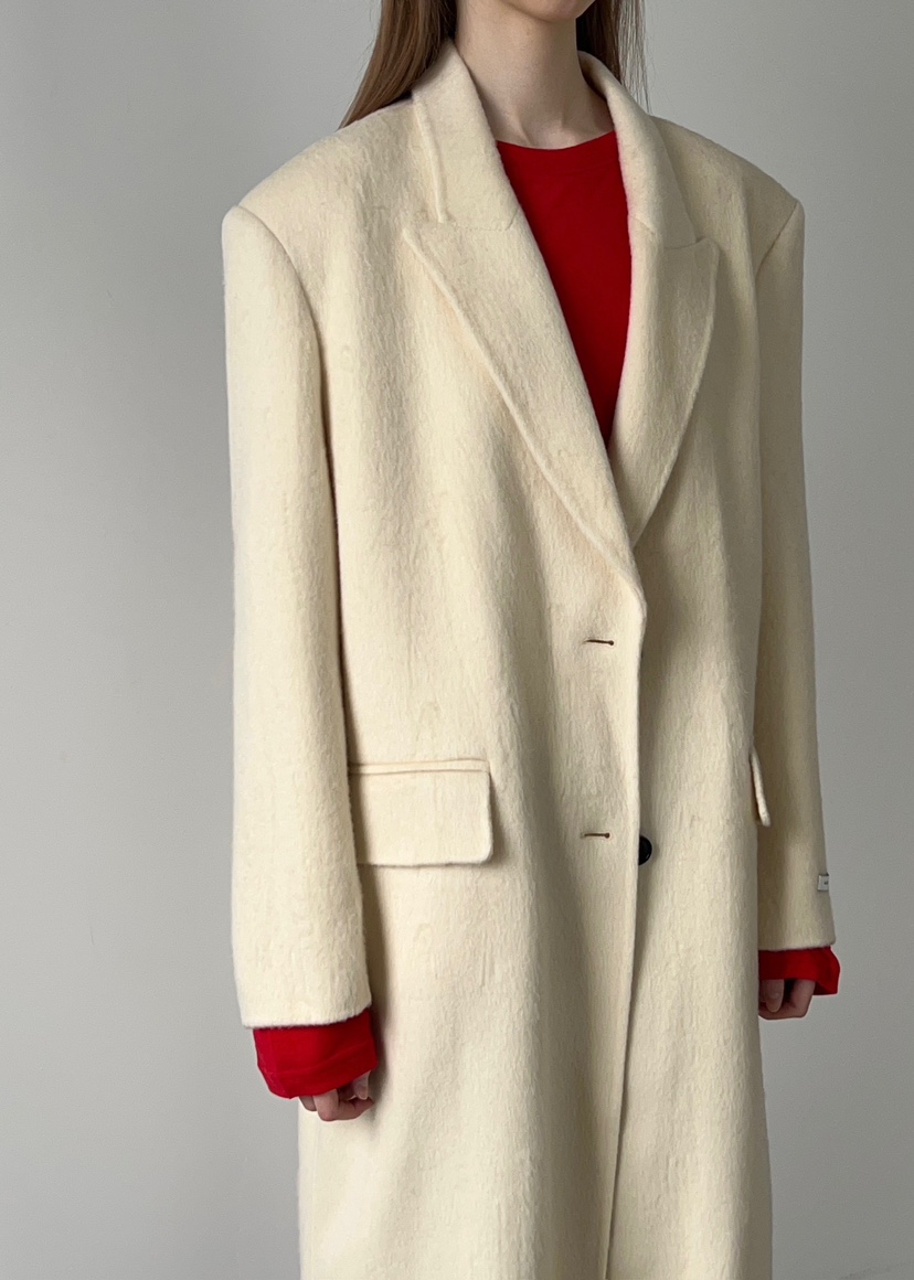 ANOTHER AVENUE韓國代購㊣女士新款休閑中長款大衣羊駝毛混紡ANOTHER AVENUE中長款大衣