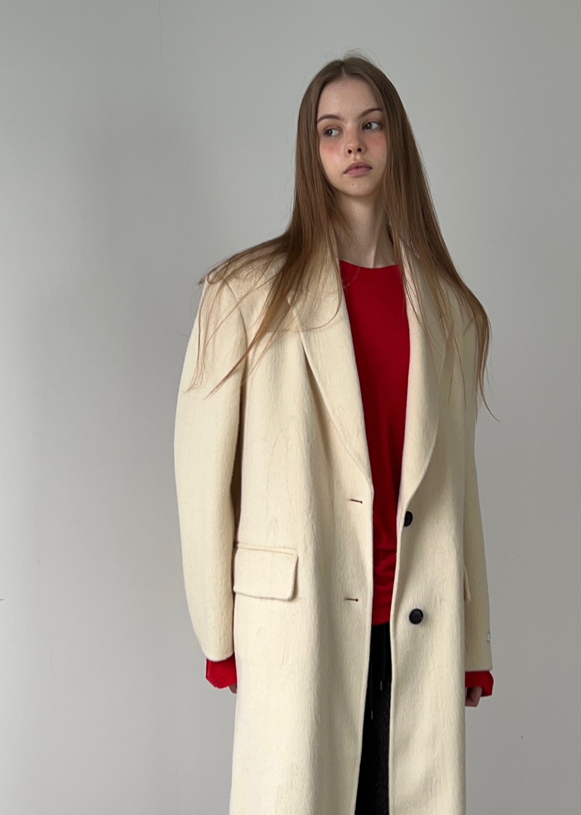 ANOTHER AVENUE韓國代購㊣女士新款休閑中長款大衣羊駝毛混紡ANOTHER AVENUE中長款大衣