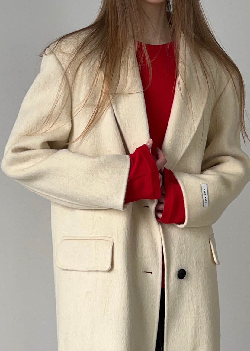 ANOTHER AVENUE韓國代購㊣女士新款休閑中長款大衣羊駝毛混紡ANOTHER AVENUE中長款大衣