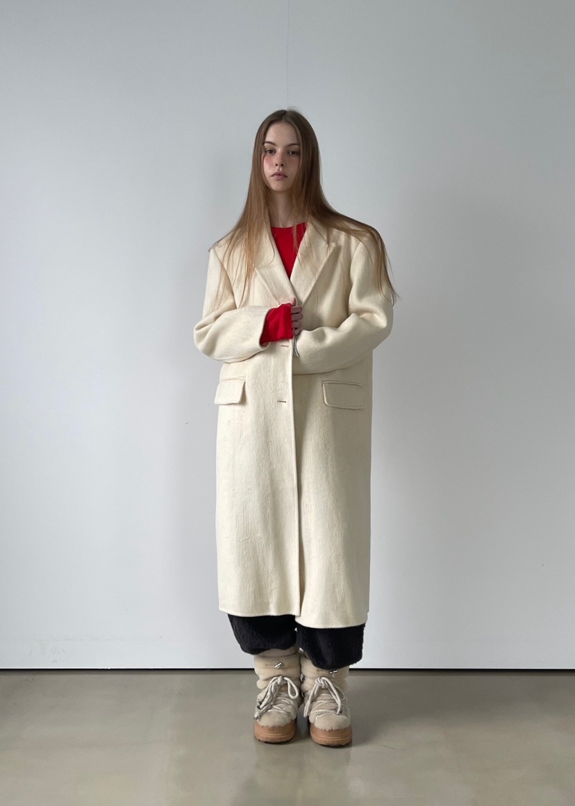 ANOTHER AVENUE韓國代購㊣女士新款休閑中長款大衣羊駝毛混紡ANOTHER AVENUE中長款大衣