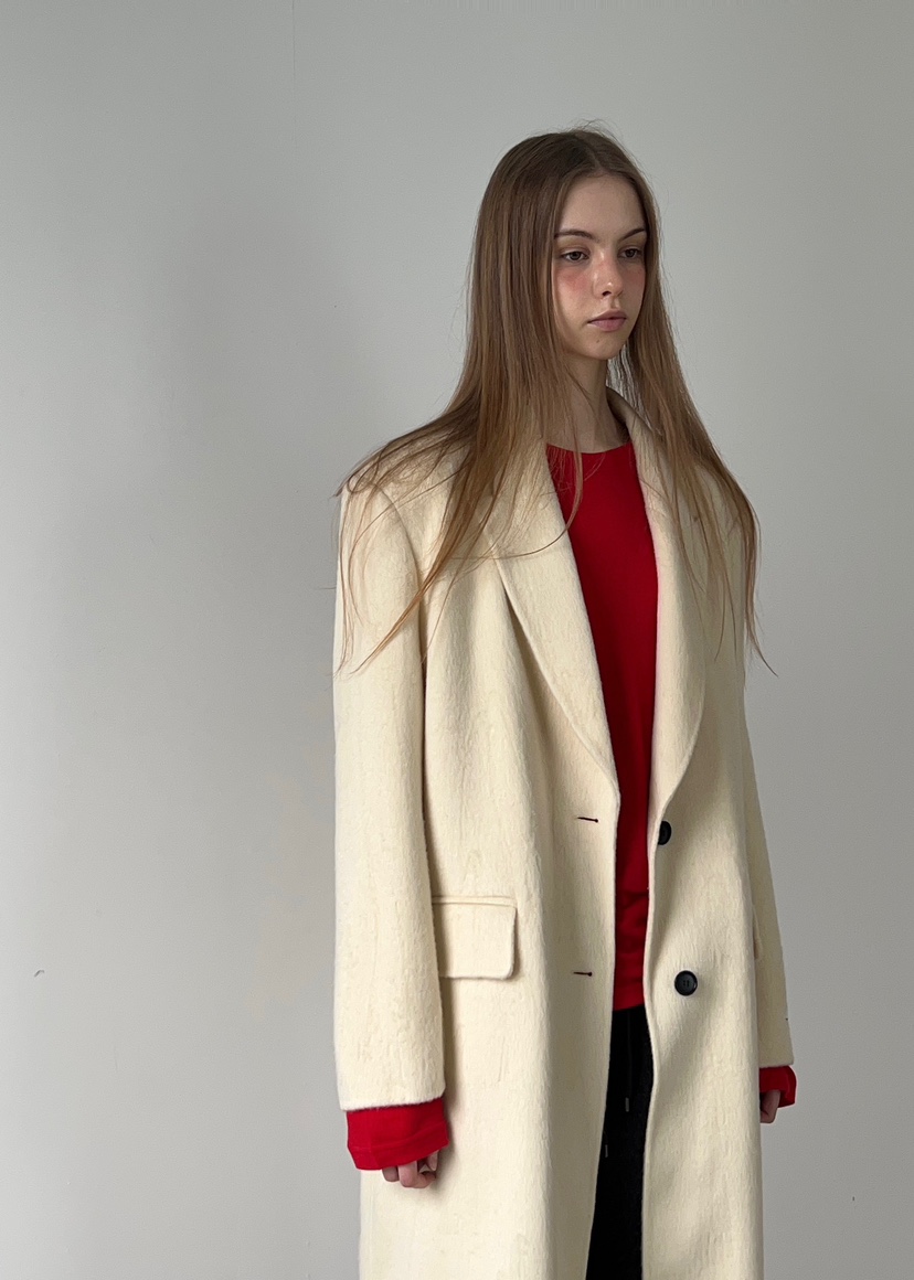 ANOTHER AVENUE韓國代購㊣女士新款休閑中長款大衣羊駝毛混紡ANOTHER AVENUE中長款大衣