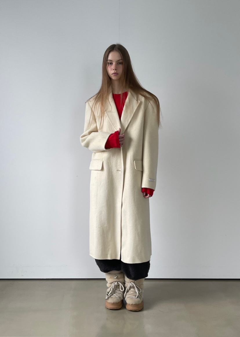 ANOTHER AVENUE韓國代購㊣女士新款休閑中長款大衣羊駝毛混紡ANOTHER AVENUE中長款大衣