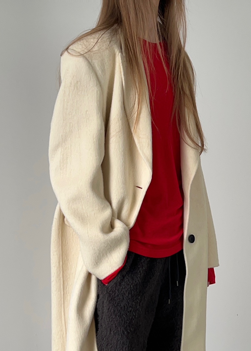 ANOTHER AVENUE韓國代購㊣女士新款休閑中長款大衣羊駝毛混紡ANOTHER AVENUE中長款大衣