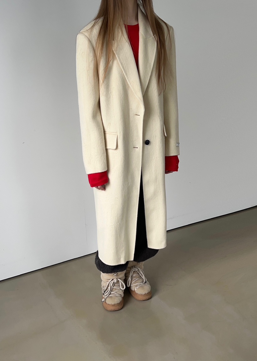 ANOTHER AVENUE韓國代購㊣女士新款休閑中長款大衣羊駝毛混紡ANOTHER AVENUE中長款大衣