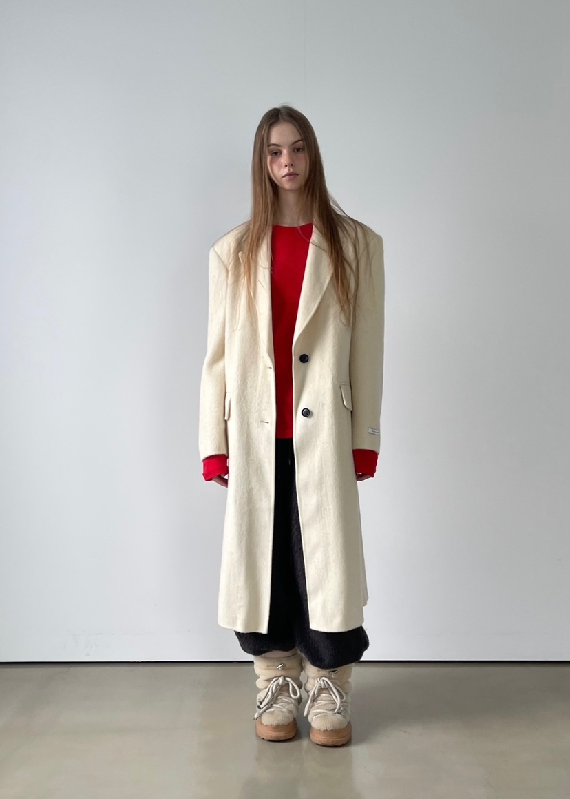 ANOTHER AVENUE韓國代購㊣女士新款休閑中長款大衣羊駝毛混紡ANOTHER AVENUE中長款大衣