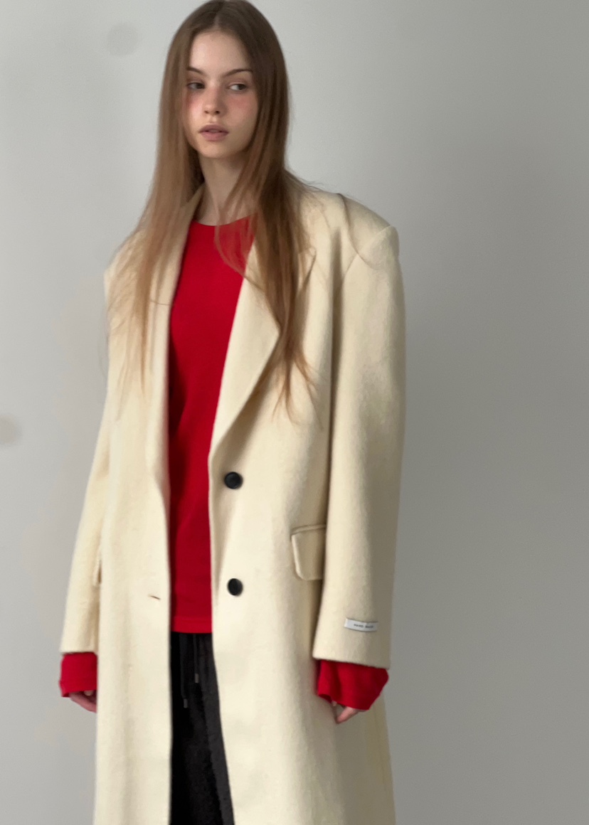 ANOTHER AVENUE韓國代購㊣女士新款休閑中長款大衣羊駝毛混紡ANOTHER AVENUE中長款大衣