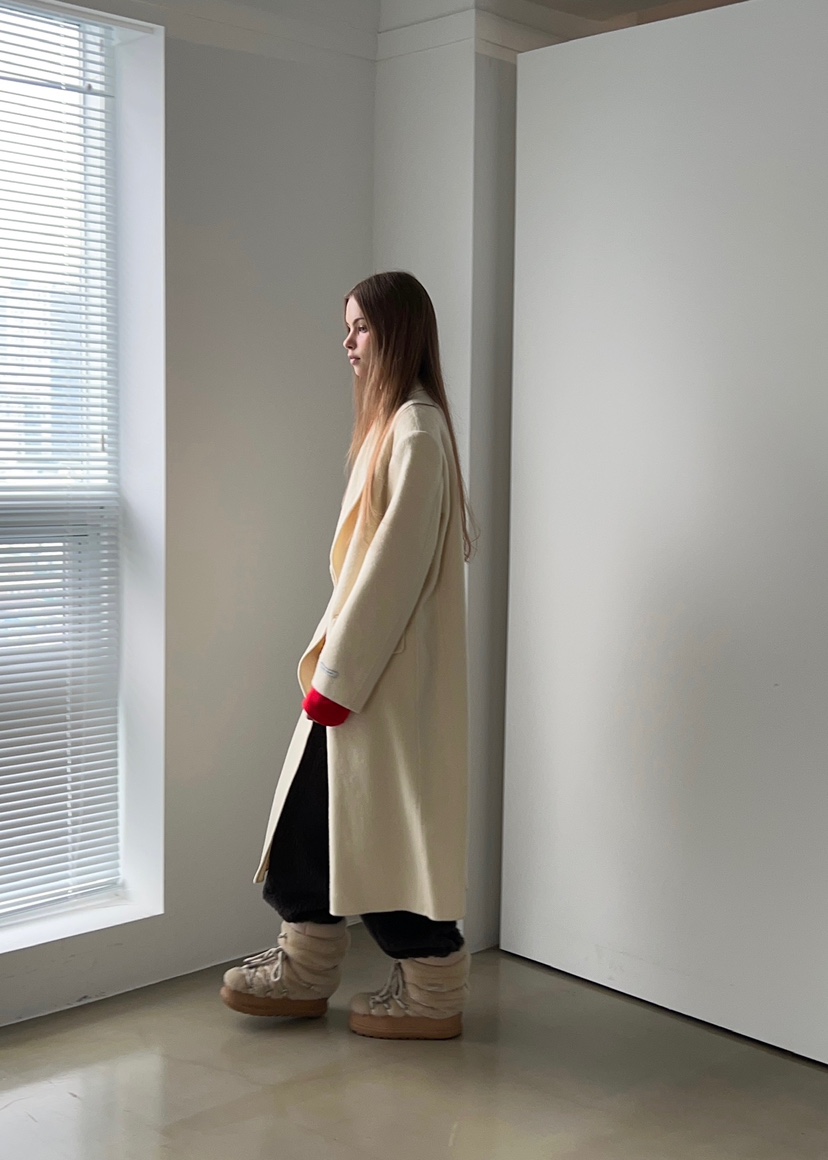 ANOTHER AVENUE韓國代購㊣女士新款休閑中長款大衣羊駝毛混紡ANOTHER AVENUE中長款大衣