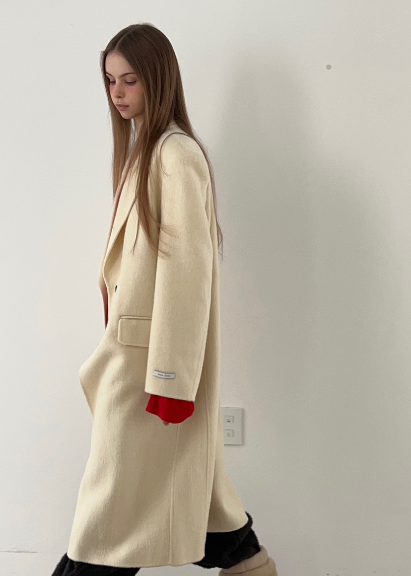 ANOTHER AVENUE韓國代購㊣女士新款休閑中長款大衣羊駝毛混紡ANOTHER AVENUE中長款大衣