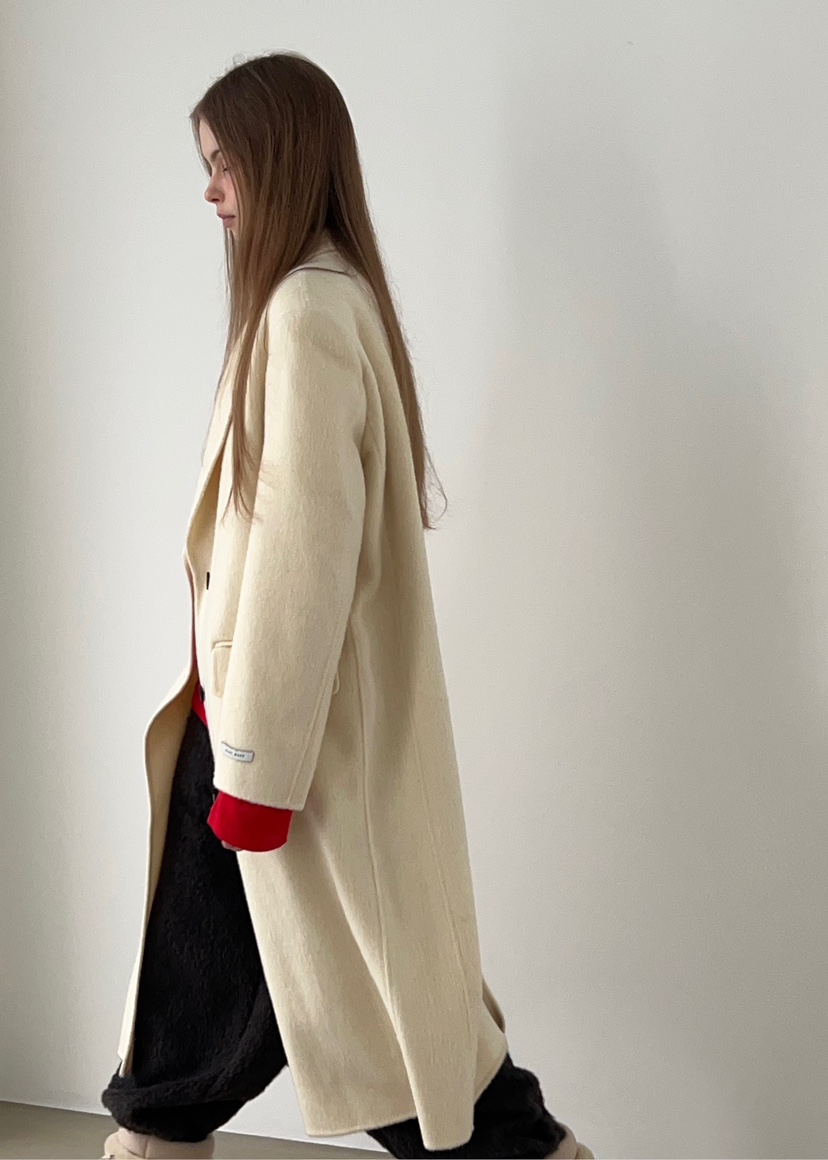 ANOTHER AVENUE韓國代購㊣女士新款休閑中長款大衣羊駝毛混紡ANOTHER AVENUE中長款大衣