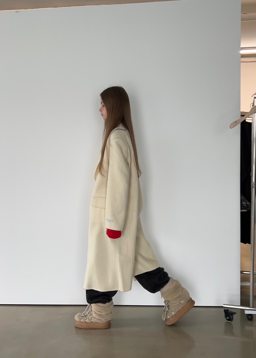 ANOTHER AVENUE韓國代購㊣女士新款休閑中長款大衣羊駝毛混紡ANOTHER AVENUE中長款大衣