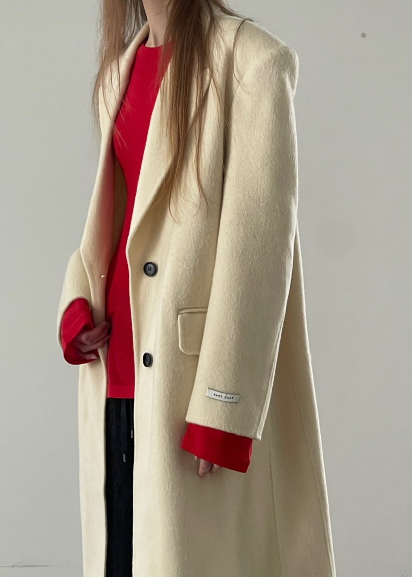 ANOTHER AVENUE韓國代購㊣女士新款休閑中長款大衣羊駝毛混紡ANOTHER AVENUE中長款大衣