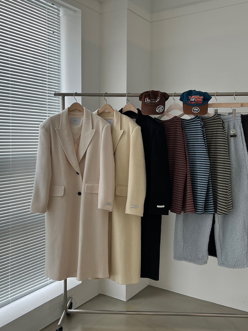 ANOTHER AVENUE韓國代購㊣女士新款休閑中長款大衣羊駝毛混紡ANOTHER AVENUE中長款大衣