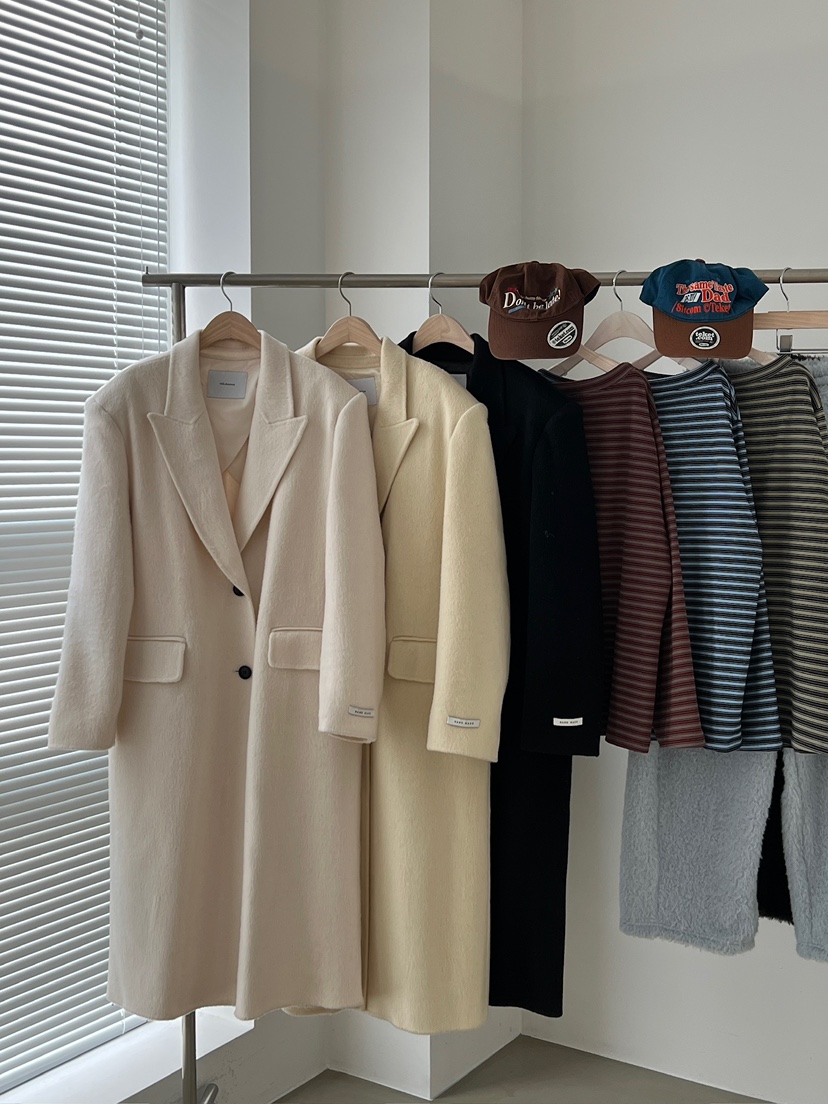 ANOTHER AVENUE韓國代購㊣女士新款休閑中長款大衣羊駝毛混紡ANOTHER AVENUE中長款大衣