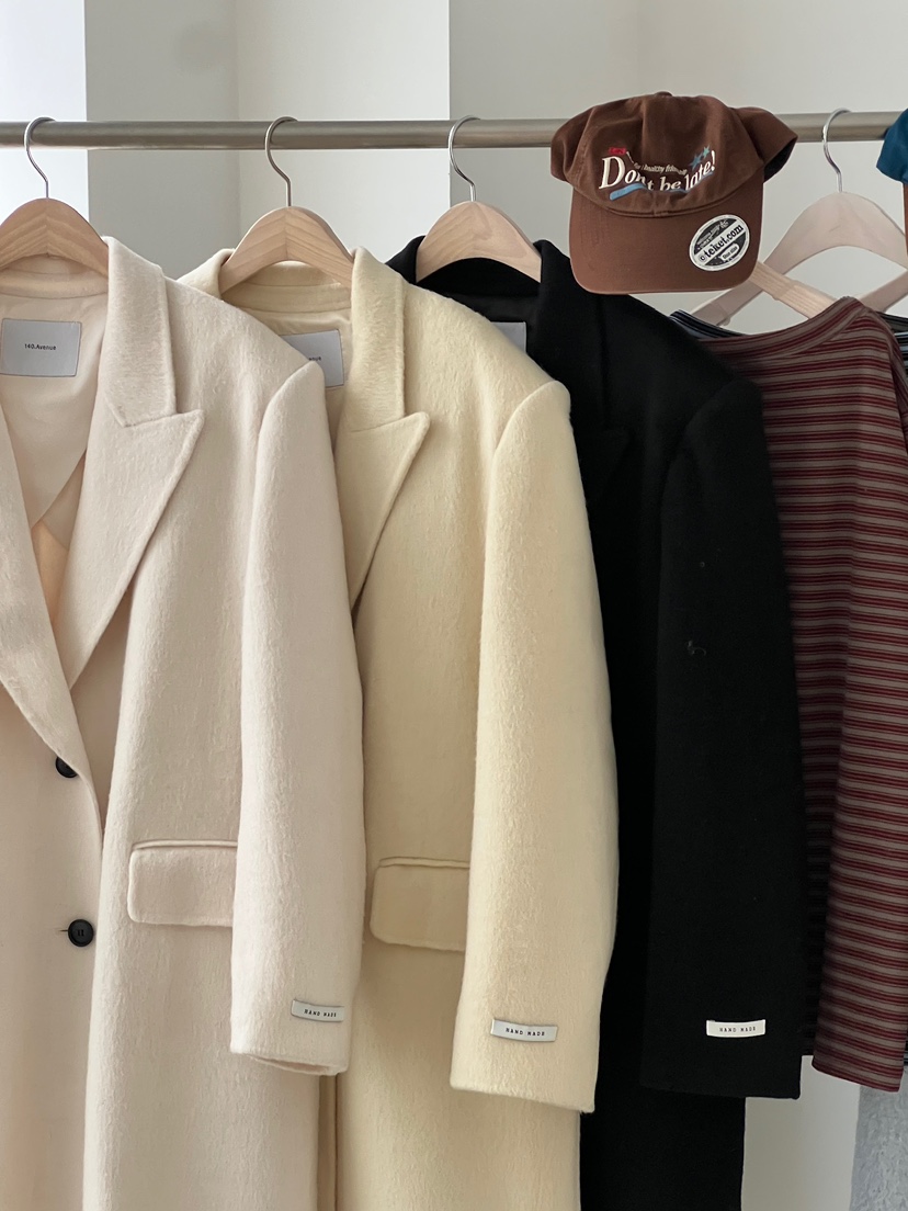 ANOTHER AVENUE韓國代購㊣女士新款休閑中長款大衣羊駝毛混紡ANOTHER AVENUE中長款大衣