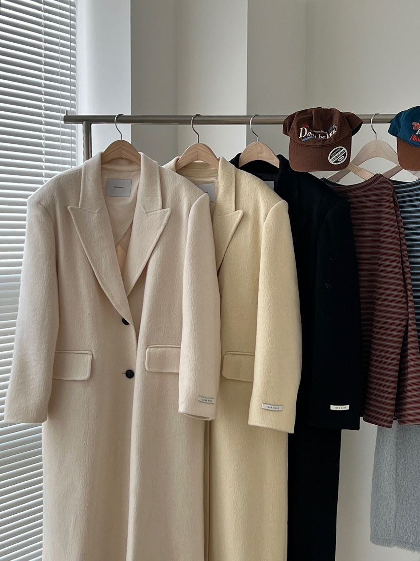 ANOTHER AVENUE韓國代購㊣女士新款休閑中長款大衣羊駝毛混紡ANOTHER AVENUE中長款大衣