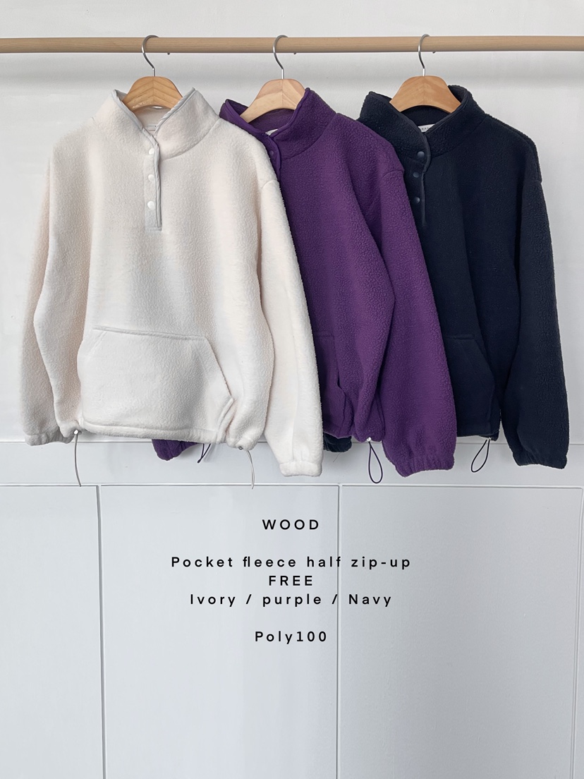 WOOD東大門㊣直郵女裝新品熱賣真品人氣推薦衛衣口袋抓絨拉鏈WOOD衛衣圖色1左一色