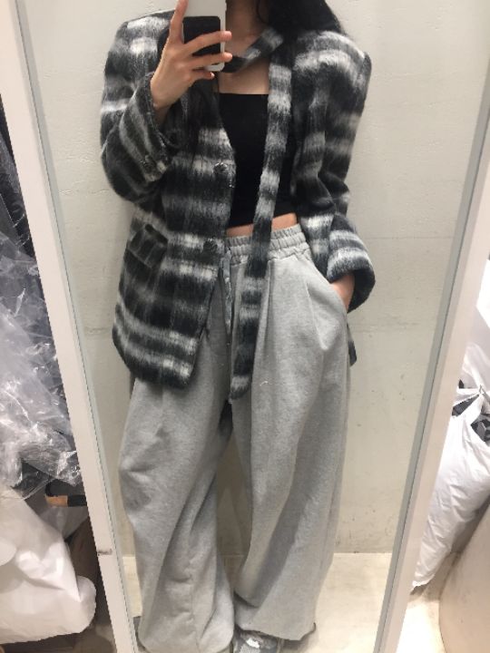 mars東大門㊣代購女裝新款時尚職業人氣夾克含脖帶毛絨格紋mars夾克