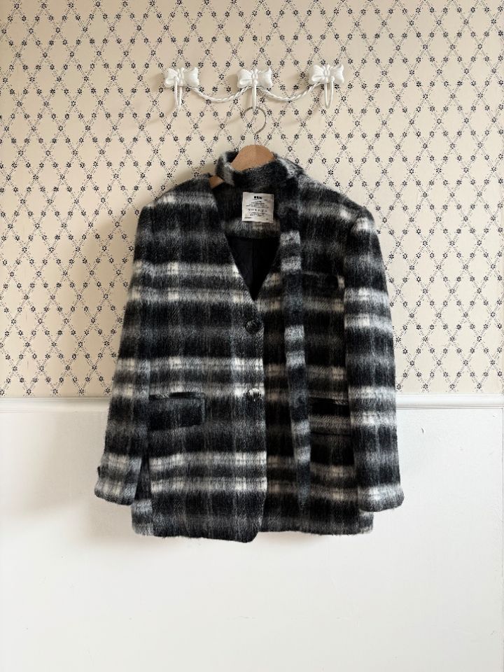 mars東大門㊣代購女裝新款時尚職業人氣夾克含脖帶毛絨格紋mars夾克圖色1