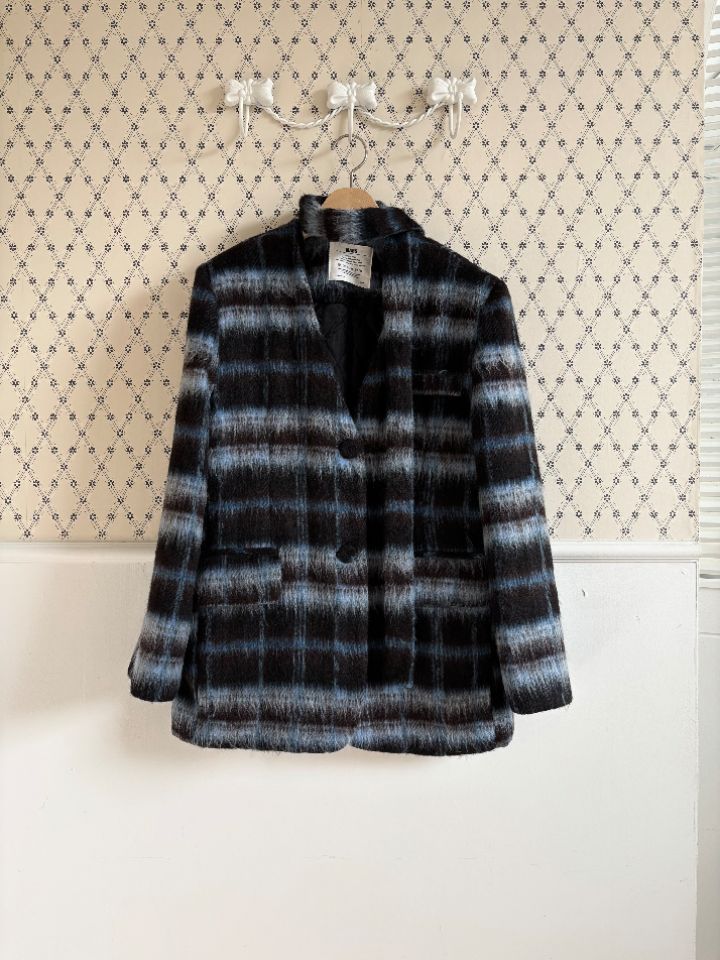 mars東大門㊣代購女裝新款時尚職業人氣夾克含脖帶毛絨格紋mars夾克圖色2