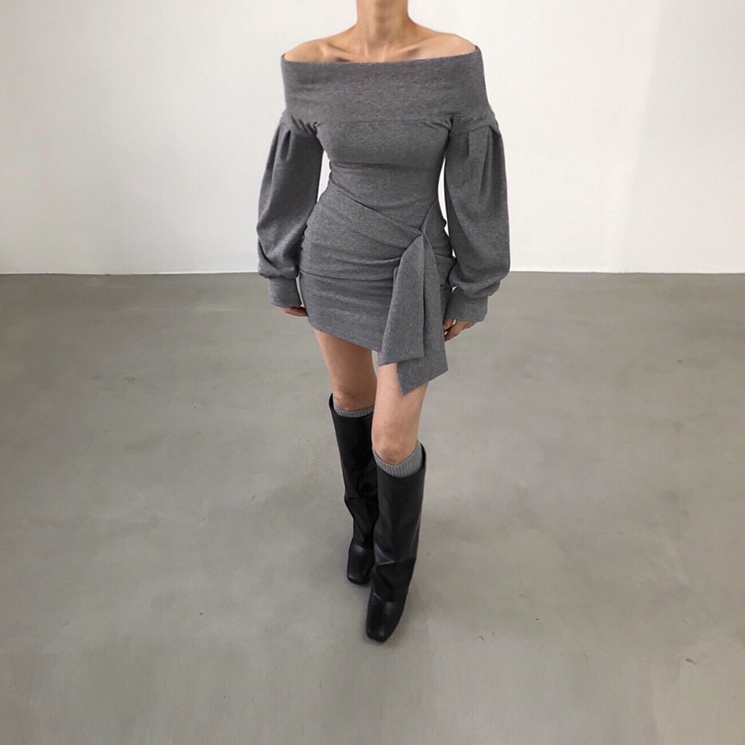 2TWO MOON東大門㊣代購女士新品時尚25秋冬熱賣連衣裙露肩2TWO MOON連衣裙