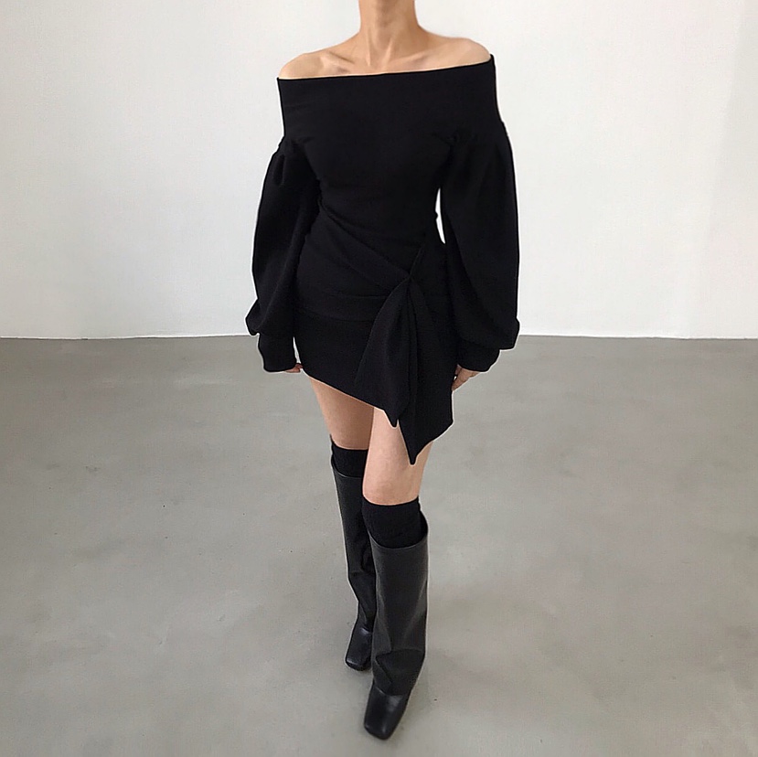 2TWO MOON東大門㊣代購女士新品時尚25秋冬熱賣連衣裙露肩2TWO MOON連衣裙