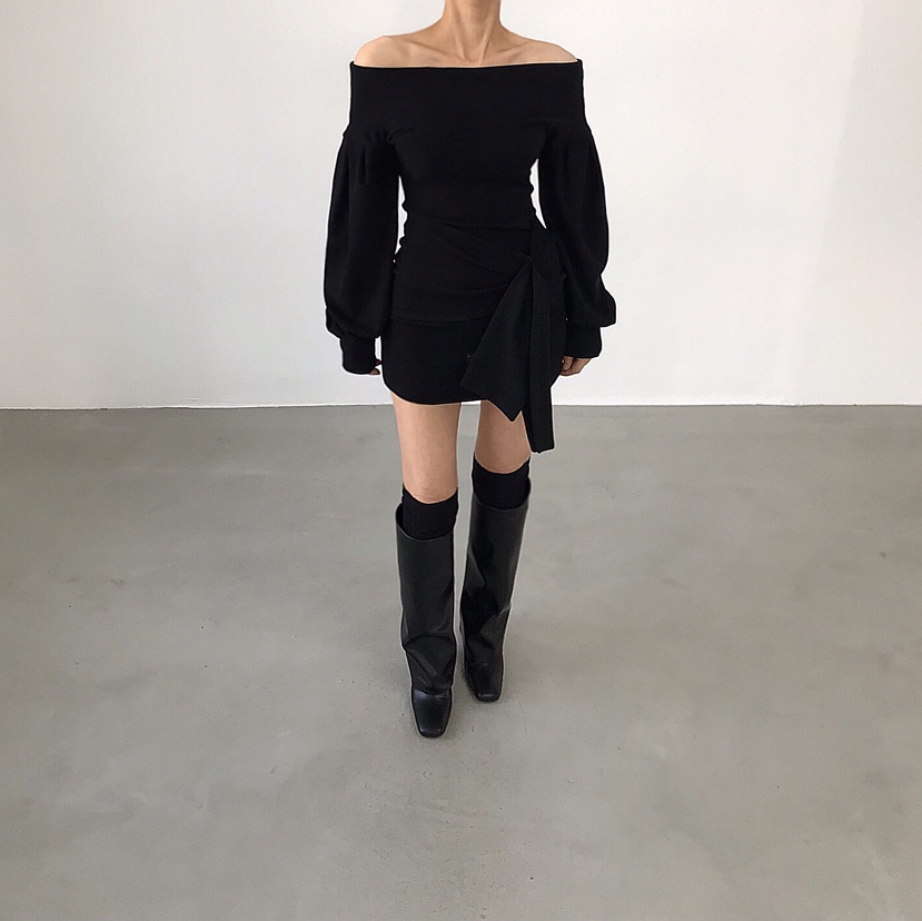 2TWO MOON東大門㊣代購女士新品時尚25秋冬熱賣連衣裙露肩2TWO MOON連衣裙