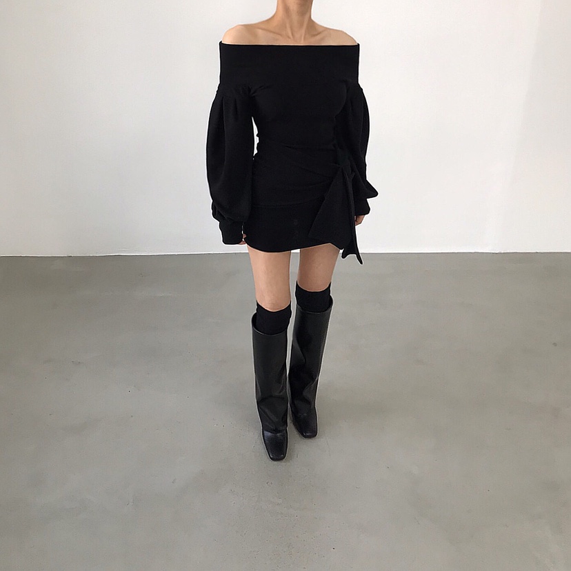 2TWO MOON東大門㊣代購女士新品時尚25秋冬熱賣連衣裙露肩2TWO MOON連衣裙