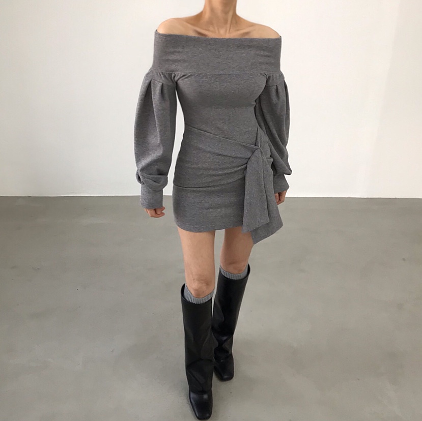 2TWO MOON東大門㊣代購女士新品時尚25秋冬熱賣連衣裙露肩2TWO MOON連衣裙圖色2