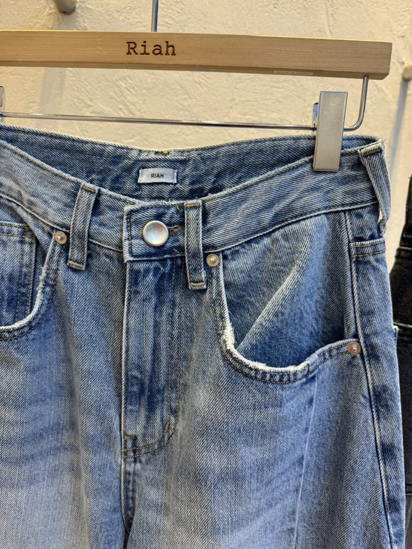 RIAH韓國代購㊣女裝新款熱賣人氣推薦休閑25秋冬牛仔褲口袋RIAH牛仔褲