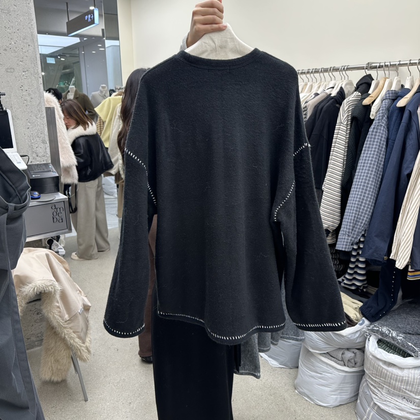 AMOEBA東大門㊣直郵女裝新品熱賣時尚25秋冬真品長袖T恤刺繡AMOEBA長袖T恤