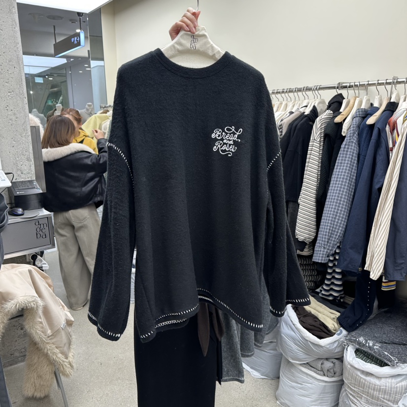 AMOEBA東大門㊣直郵女裝新品熱賣時尚25秋冬真品長袖T恤刺繡AMOEBA長袖T恤圖色2