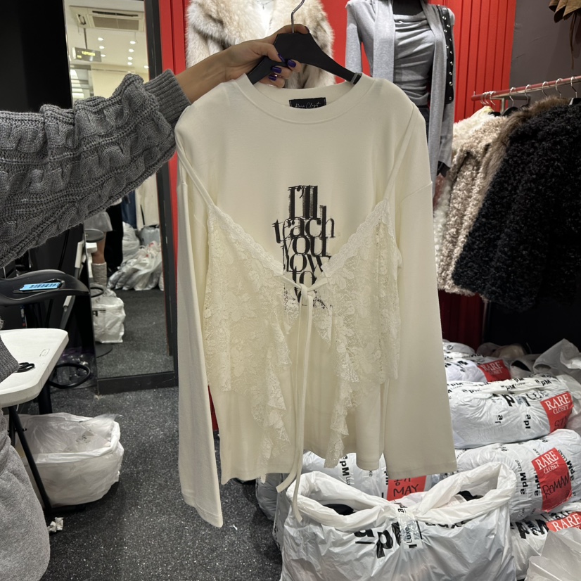 RARE CLOSET韓國代購㊣女裝新品休閑推薦時尚長袖T恤假兩件RARE CLOSET長袖T恤圖色1