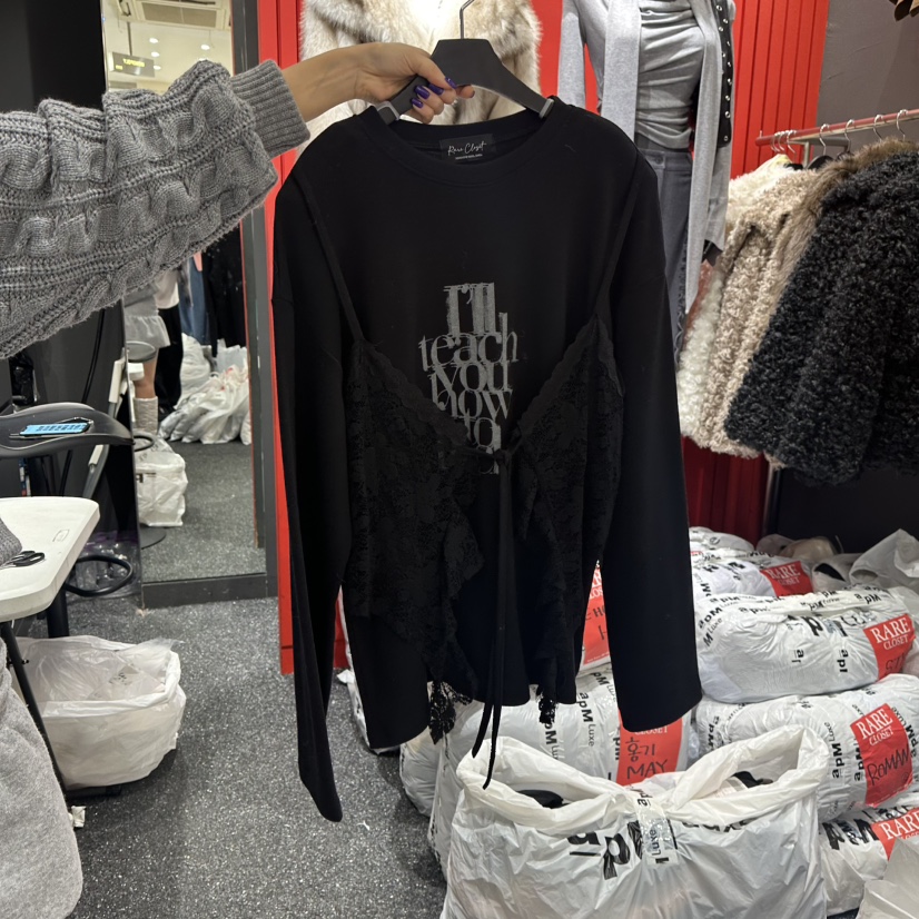 RARE CLOSET韓國代購㊣女裝新品休閑推薦時尚長袖T恤假兩件RARE CLOSET長袖T恤圖色3