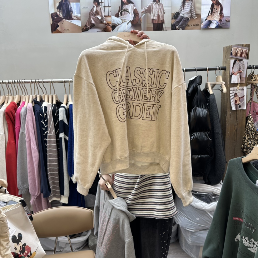 STICK WITH東大門㊣代購女裝新品推薦時尚25秋冬人氣衛衣加絨STICK WITH衛衣圖色2