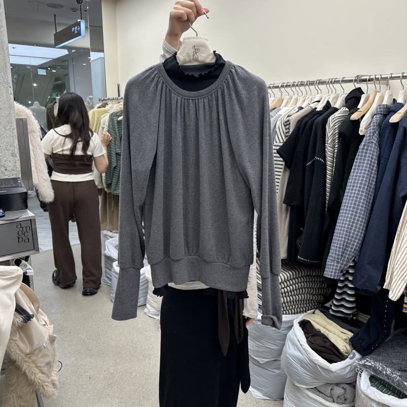 AMOEBA韓國直郵㊣女裝新品推薦熱賣職業人氣時尚25秋冬長袖T恤AMOEBA長袖T恤圖色1