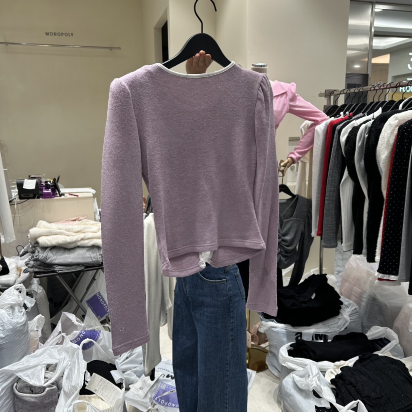 MONOPOLY韓國代購㊣女裝新款25秋冬時尚休閑推薦長袖T恤假兩件MONO_POLY長袖T恤