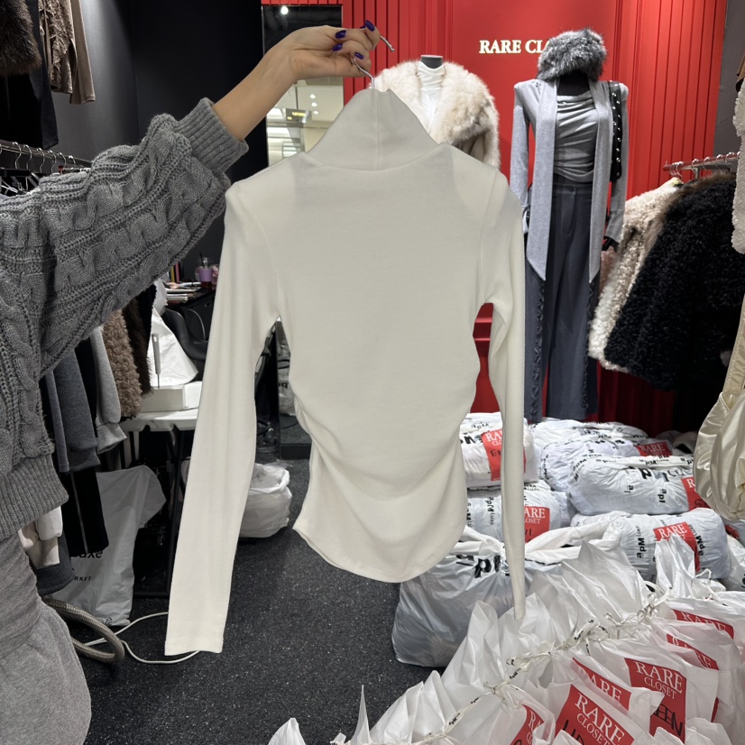 RARE CLOSET韓國直郵㊣女士新品熱賣推薦時尚人氣長袖T恤褶皺RARE CLOSET長袖T恤