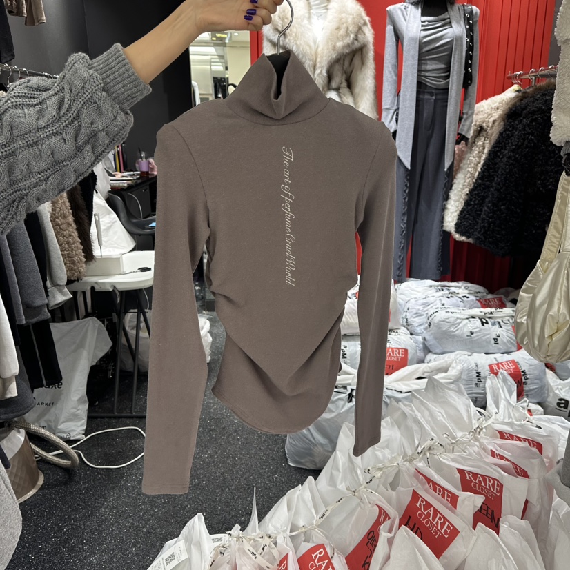 RARE CLOSET韓國直郵㊣女士新品熱賣推薦時尚人氣長袖T恤褶皺RARE CLOSET長袖T恤圖色2