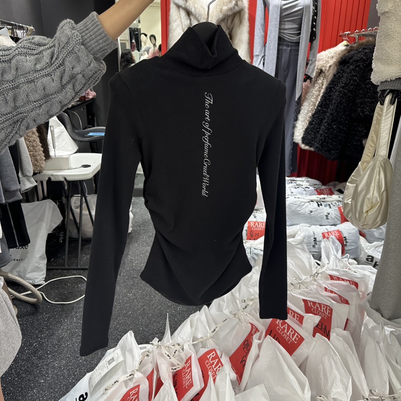 RARE CLOSET韓國直郵㊣女士新品熱賣推薦時尚人氣長袖T恤褶皺RARE CLOSET長袖T恤圖色3