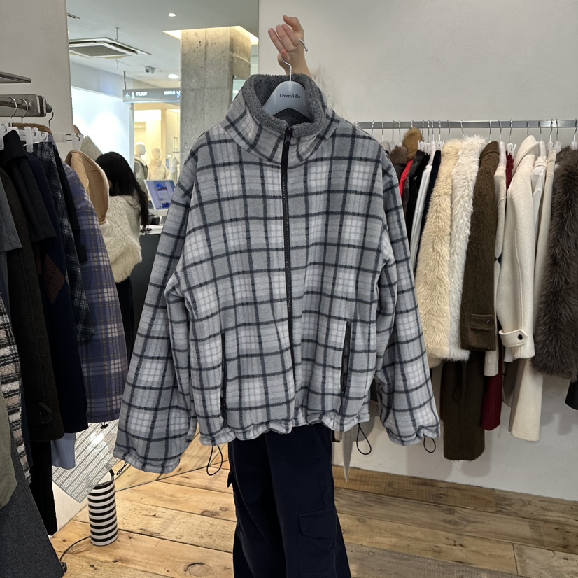 CREAM VILLA韓國代購㊣女士新款休閑夾克兩面穿格子雙面CREAMVILLA夾克圖色2