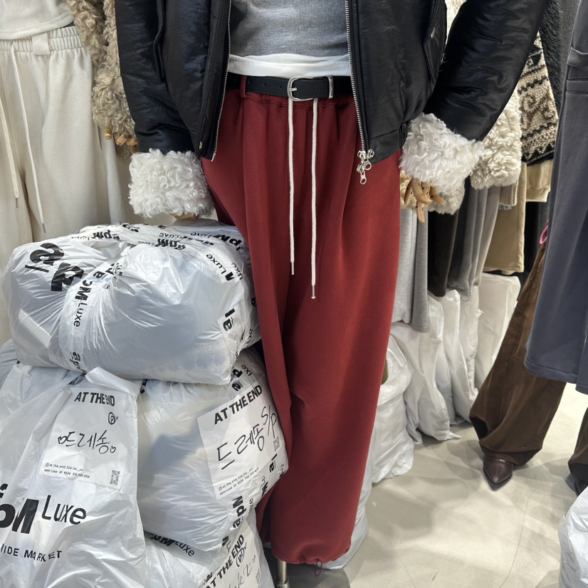 AT THE END東大門㊣代購女士新款時尚人氣推薦休閑褲加絨AT THE END休閑褲圖色3